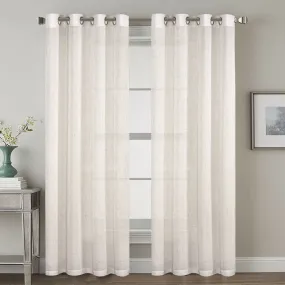 2x Natural Linen Curtains for Living Light Filtering Semi Sheer Window Draperies