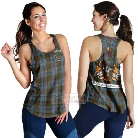 Anderson Tartan Women's Racerback Tanks with Family Crest and Bearded Skull Holding Bottles of Whiskey