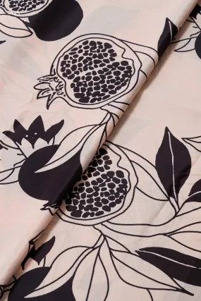 Black And Cream Floral Pattern Digital Print On French Crepe Fabric