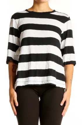 Black and White Striped Cotton Top