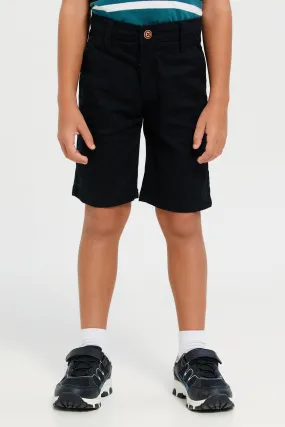 Boys Black Plain Chino Shorts