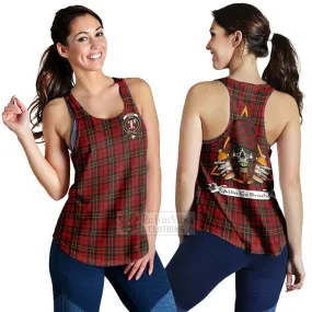 Brodie Tartan Women's Racerback Tanks with Family Crest and Bearded Skull Holding Bottles of Whiskey