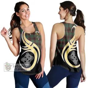 Buchan Ancient Tartan Women's Racerback Tanks with Family Crest and Celtic Symbol Style