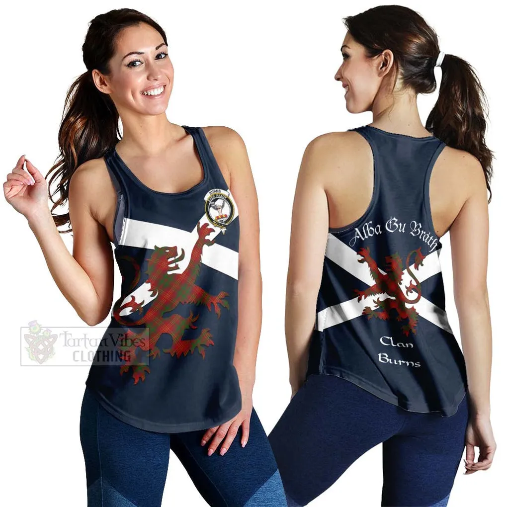 Burns Tartan Lion Rampant Women's Racerback Tanks  Proudly Display Your Heritage with Alba Gu Brath and Clan Name