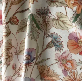 Designer Delicate Wildflowers on Natural Silk Twill (Made in Italy)