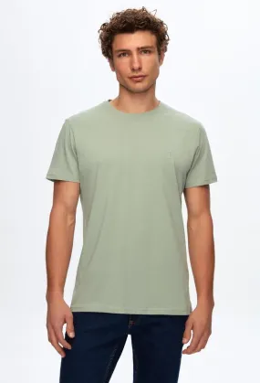 Ds Damat Regular Fit  Light Green Plain Knitted T-shirt