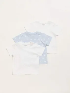 HOP Baby Blue Printed T-Shirt - Pack of 3