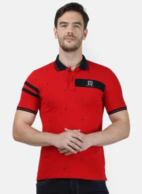 Mens Red Plain Collar T-Shirts