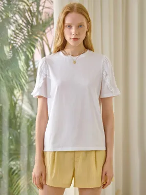 Plain Frill Round Neck Tee