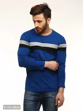 RiseMax Striped Multicolor Full Sleeve Round Neck Regular Fit T-Shirts For Men