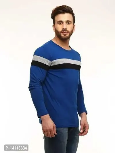 RiseMax Striped Multicolor Full Sleeve Round Neck Regular Fit T-Shirts For Men