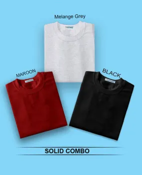 Round Neck Combo "Melange Grey, Maroon & Black" Half sleeves t shirt . (Pack Of 3) by Lazychunks