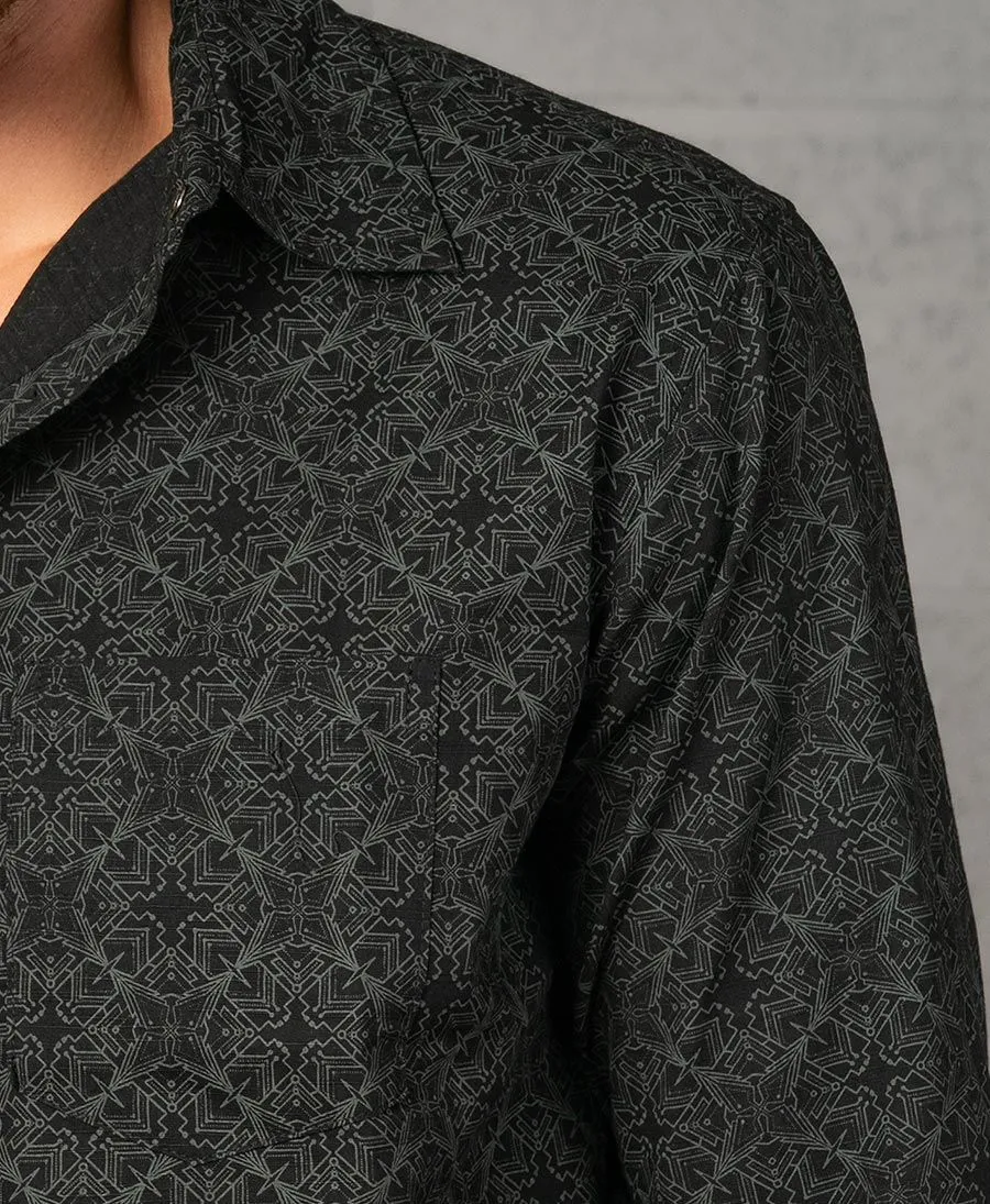 Seed of Life - "Squarcle" LS Button Up - Black