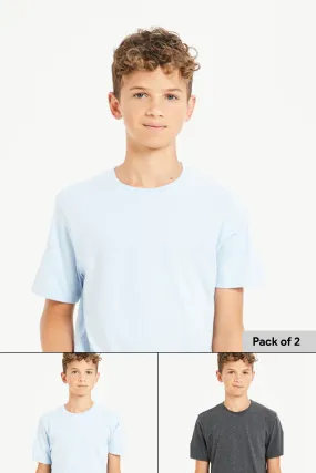 Senior Boys Blue And Grey T-Shirt Set (Pack Of 2)