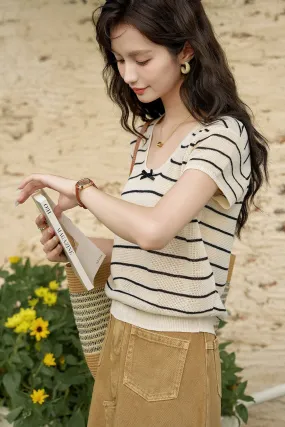 Striped Knit T-shirt for Women